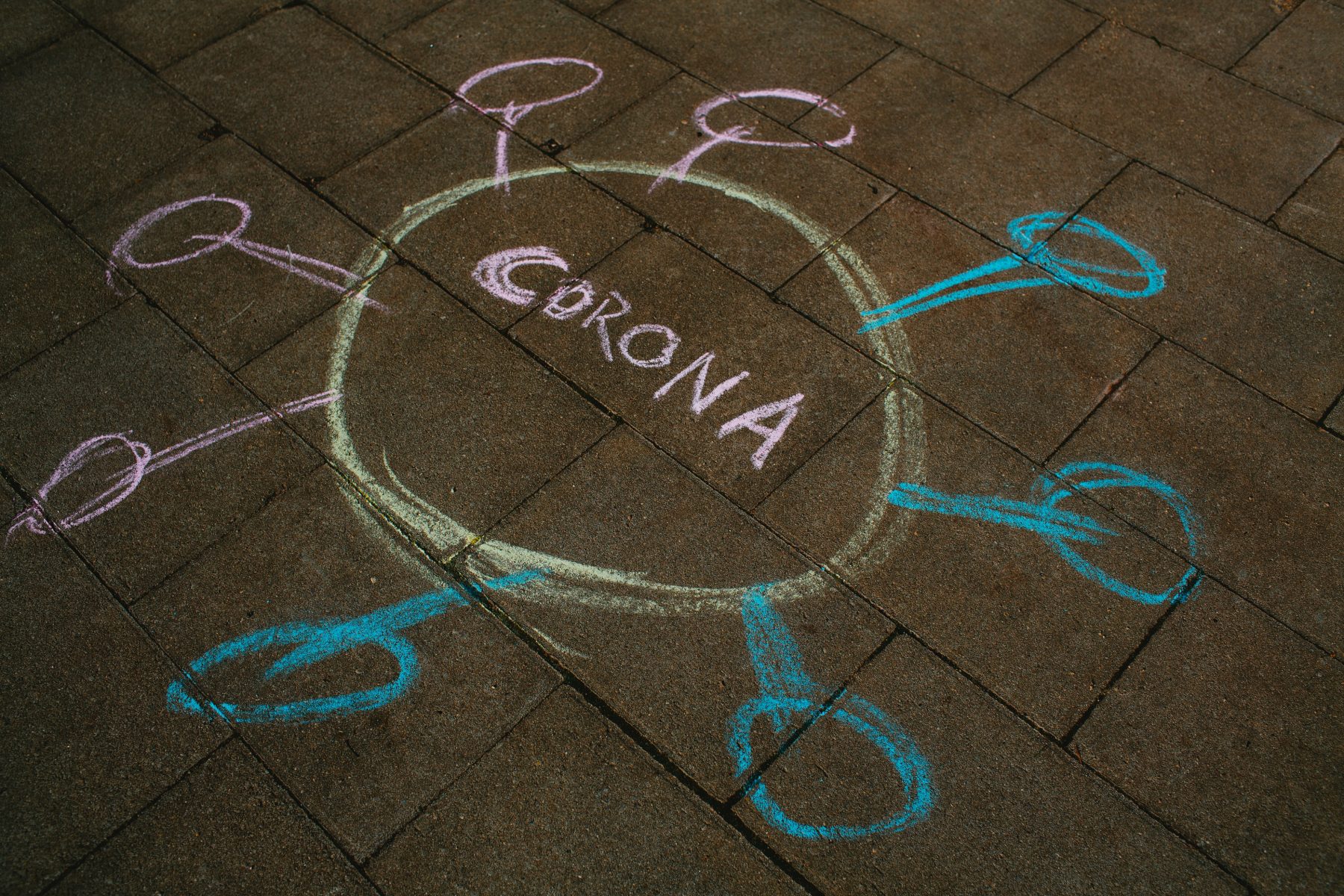 Chalk drawing of coronavirus